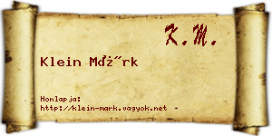 Klein Márk névjegykártya